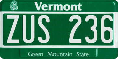 VT license plate ZUS236