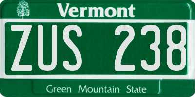VT license plate ZUS238