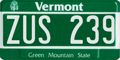 VT license plate ZUS239