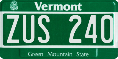 VT license plate ZUS240
