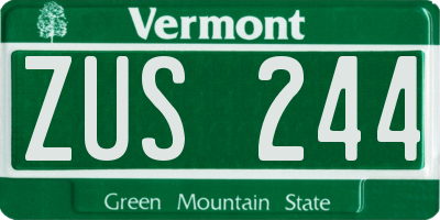 VT license plate ZUS244