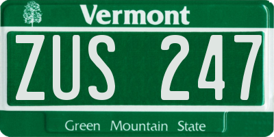 VT license plate ZUS247