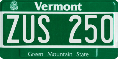 VT license plate ZUS250