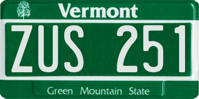 VT license plate ZUS251