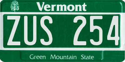 VT license plate ZUS254