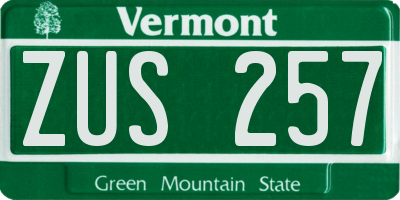 VT license plate ZUS257