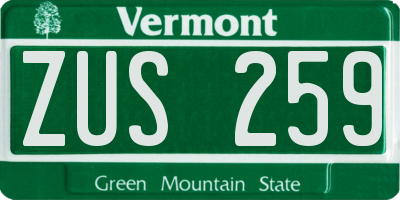 VT license plate ZUS259