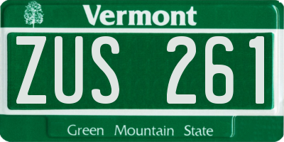 VT license plate ZUS261