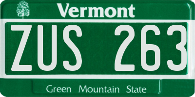 VT license plate ZUS263