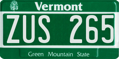 VT license plate ZUS265