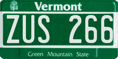 VT license plate ZUS266