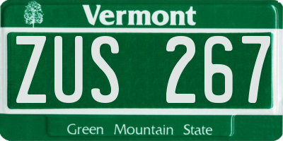 VT license plate ZUS267