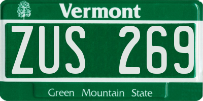 VT license plate ZUS269
