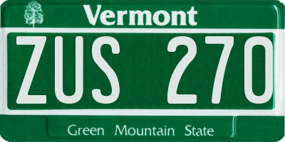 VT license plate ZUS270