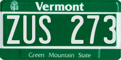 VT license plate ZUS273