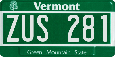 VT license plate ZUS281