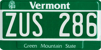 VT license plate ZUS286