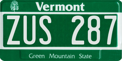 VT license plate ZUS287