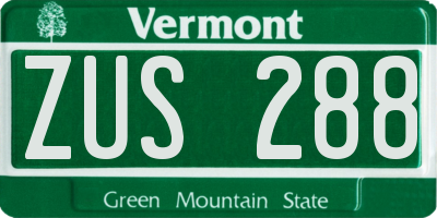 VT license plate ZUS288