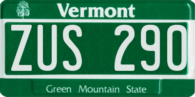 VT license plate ZUS290