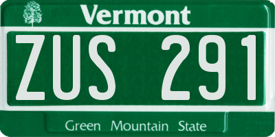 VT license plate ZUS291