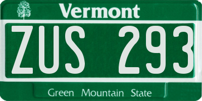 VT license plate ZUS293