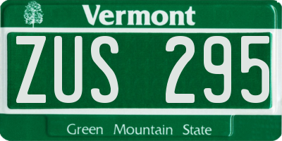VT license plate ZUS295
