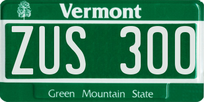 VT license plate ZUS300
