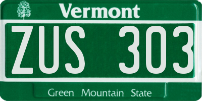 VT license plate ZUS303