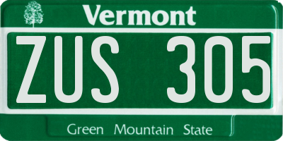VT license plate ZUS305