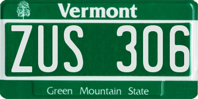 VT license plate ZUS306