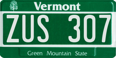 VT license plate ZUS307