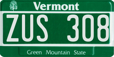 VT license plate ZUS308