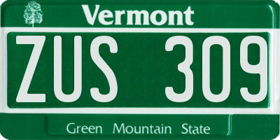 VT license plate ZUS309
