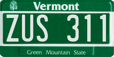 VT license plate ZUS311