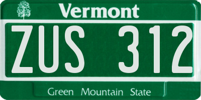 VT license plate ZUS312