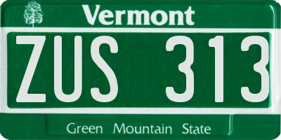 VT license plate ZUS313
