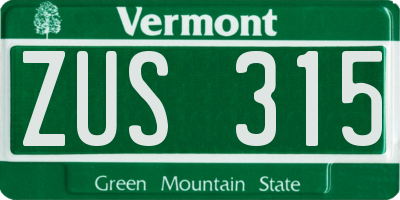 VT license plate ZUS315