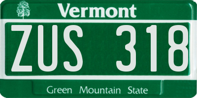 VT license plate ZUS318