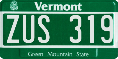 VT license plate ZUS319