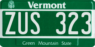 VT license plate ZUS323