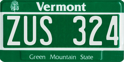 VT license plate ZUS324