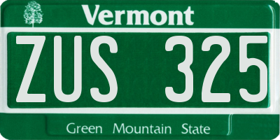 VT license plate ZUS325