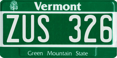 VT license plate ZUS326