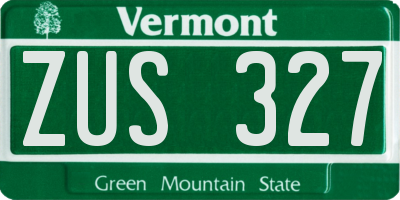 VT license plate ZUS327