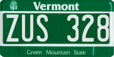 VT license plate ZUS328