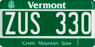 VT license plate ZUS330