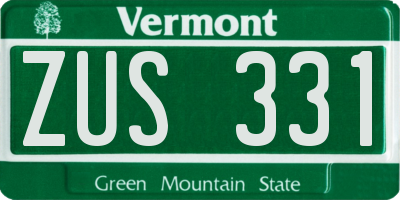 VT license plate ZUS331