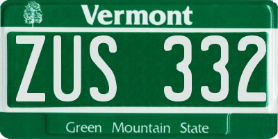 VT license plate ZUS332