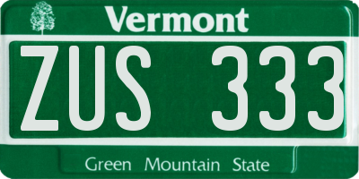 VT license plate ZUS333